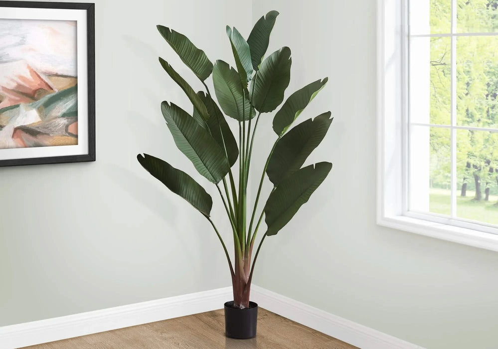 Artificial Plant, 83' Tall, Indoor, Decorative, Floor, Palm Tree, Real Touch, Green Leaves, Black Pot Default -DTYStore