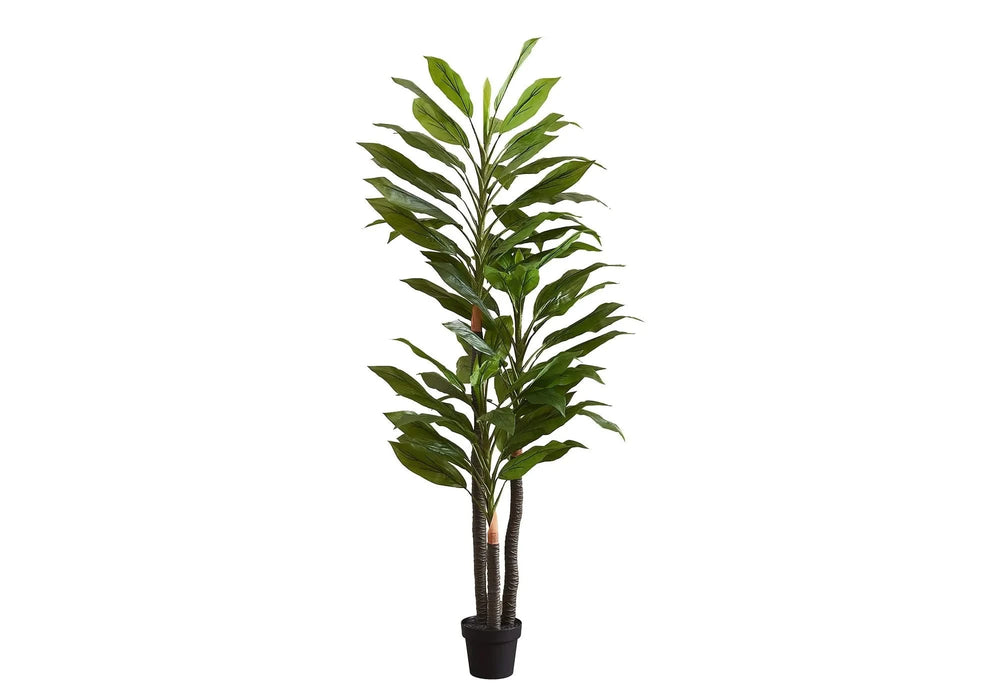 Artificial Plant, 83' Tall, Indoor, Dracaena Tree, Decorative, Faux, Fake, Floor, Potted, Real Touch, Green Leaves, Black Pot Default -DTYStore