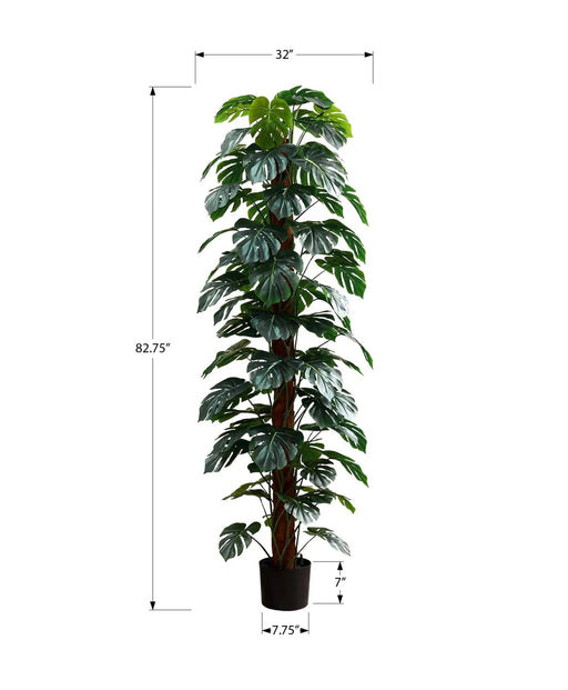 Artificial Plant, 83' Tall, Monstera Tree, Floor, Indoor, Decorative, Green Leaves, Black Pot Default -DTYStore