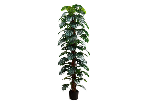 Artificial Plant, 83' Tall, Monstera Tree, Floor, Indoor, Decorative, Green Leaves, Black Pot Default -DTYStore