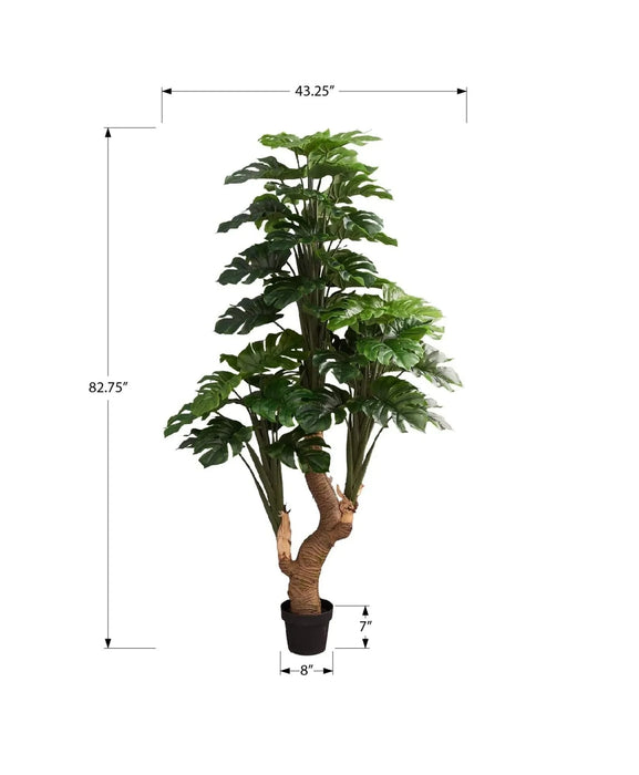 Artificial Plant, 83' Tall, Monstera Tree, Potted, Real Touch, Green Leaves, Black Pot Default -DTYStore