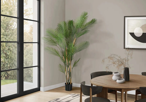 Artificial Plant, 83' Tall, Palm Tree, Decorative, Floor, Indoor, Potted, Real Touch, Green Leaves, Black Pot Default -DTYStore
