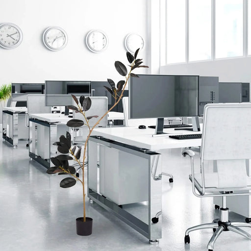 Artificial Rubber Tree, 6.9ft Tall Faux Indoor Floor Plant with Real Touch Leaves, Decorative Tropical Greenery for Home or Office, 1pc/set Default -DTYStore