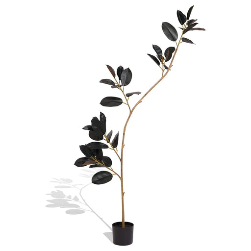 Artificial Rubber Tree, 6.9ft Tall Faux Indoor Floor Plant with Real Touch Leaves, Decorative Tropical Greenery for Home or Office, 1pc/set Default -DTYStore