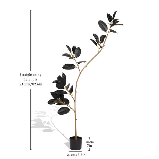 Artificial Rubber Tree, 6.9ft Tall Faux Indoor Floor Plant with Real Touch Leaves, Decorative Tropical Greenery for Home or Office, 1pc/set Default -DTYStore