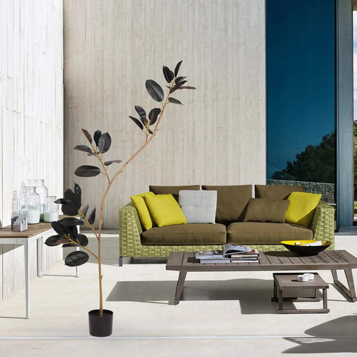 Artificial Rubber Tree, 6.9ft Tall Faux Indoor Floor Plant with Real Touch Leaves, Decorative Tropical Greenery for Home or Office, 1pc/set Default -DTYStore