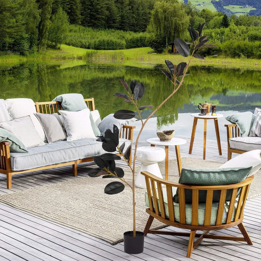 Artificial Rubber Tree, 6.9ft Tall Faux Indoor Floor Plant with Real Touch Leaves, Decorative Tropical Greenery for Home or Office, 1pc/set Default -DTYStore