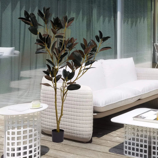 Artificial Rubber Tree, 6FT Tall Fake Plant for Indoor Home, Office, Living Room, Patio, or Porch Decoration, 1pc/set Default -DTYStore