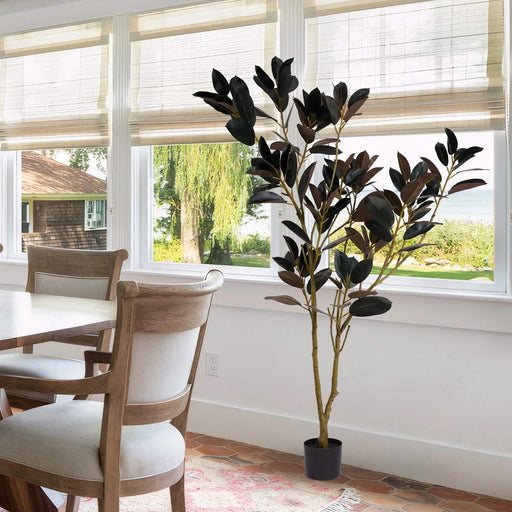 Artificial Rubber Tree, 6FT Tall Fake Plant for Indoor Home, Office, Living Room, Patio, or Porch Decoration, 1pc/set Default -DTYStore