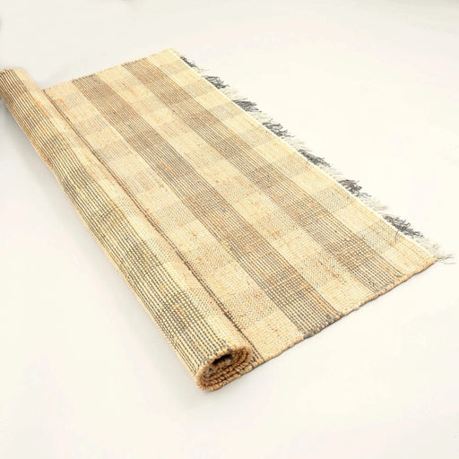 Artisan Hand Woven Jute & Cotton Grey Plaid Rug-5X7 ft Default -DTYStore