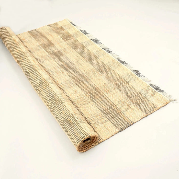 Artisan Hand Woven Jute & Cotton Grey Plaid Rug-5X7 ft Default -DTYStore
