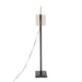 Arturo Contemporary Floor Lamp in Black Wood and Black Steel with Grey Fabric Shade by LumiSource Default -DTYStore