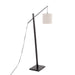 Arturo Contemporary Floor Lamp in Black Wood and Black Steel with Grey Fabric Shade by LumiSource Default -DTYStore