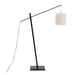Arturo Contemporary Floor Lamp in Black Wood and Black Steel with Grey Fabric Shade by LumiSource Default -DTYStore
