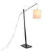 Arturo Contemporary Floor Lamp in Black Wood and Black Steel with Grey Fabric Shade by LumiSource Default -DTYStore