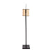 Arturo Contemporary Floor Lamp in Black Wood and Black Steel with Rattan Shade by LumiSource Default -DTYStore