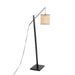 Arturo Contemporary Floor Lamp in Black Wood and Black Steel with Rattan Shade by LumiSource Default -DTYStore