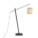 Arturo Contemporary Floor Lamp in Black Wood and Black Steel with Rattan Shade by LumiSource Default -DTYStore