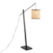 Arturo Contemporary Floor Lamp in Black Wood and Black Steel with Rattan Shade by LumiSource Default -DTYStore