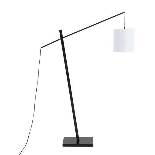 Arturo Contemporary Floor Lamp in Black Wood and Black Steel with White Fabric Shade by LumiSource Default -DTYStore