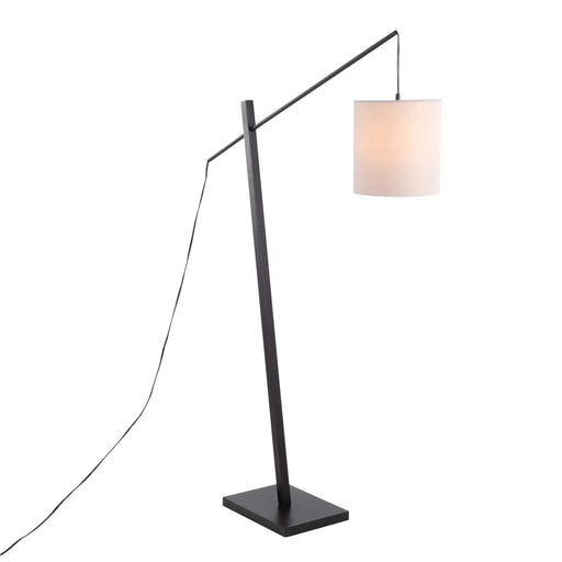 Arturo Contemporary Floor Lamp in Black Wood and Black Steel with White Fabric Shade by LumiSource Default -DTYStore