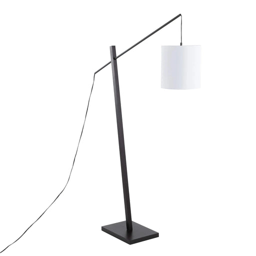 Arturo Contemporary Floor Lamp in Black Wood and Black Steel with White Fabric Shade by LumiSource Default -DTYStore