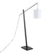 Arturo Contemporary Floor Lamp in Black Wood and Black Steel with White Fabric Shade by LumiSource Default -DTYStore