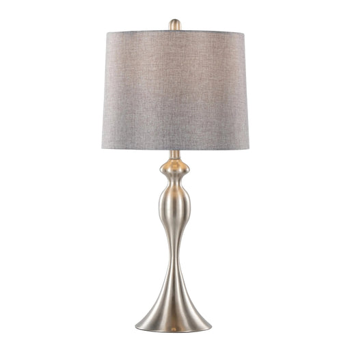 Ashland 27' Contemporary Metal Table Lamp in Brushed Nickel with Grey Textured Linen Shade from Grandview Gallery by LumiSource - Set of 2 Default -DTYStore