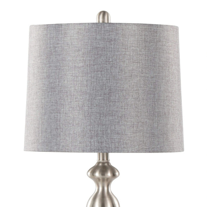 Ashland 27' Contemporary Metal Table Lamp in Brushed Nickel with Grey Textured Linen Shade from Grandview Gallery by LumiSource - Set of 2 Default -DTYStore