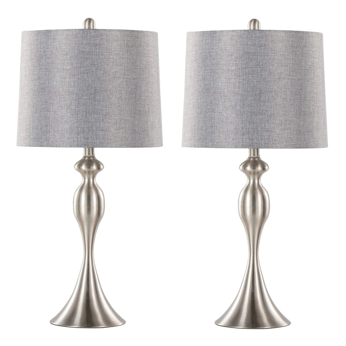 Ashland 27' Contemporary Metal Table Lamp in Brushed Nickel with Grey Textured Linen Shade from Grandview Gallery by LumiSource - Set of 2 Default -DTYStore