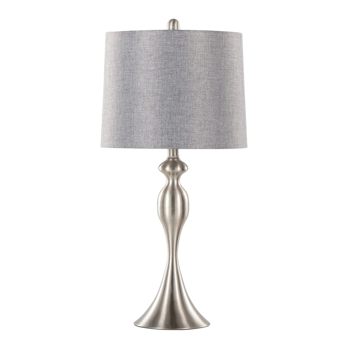 Ashland 27' Contemporary Metal Table Lamp in Brushed Nickel with Grey Textured Linen Shade from Grandview Gallery by LumiSource - Set of 2 Default -DTYStore