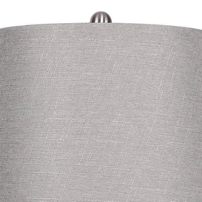 Ashland 27' Contemporary Metal Table Lamp in Brushed Nickel with Grey Textured Linen and Brushed Nickel Laser Cut Shade from Grandview Gallery by LumiSource - Set of 2 Default -DTYStore