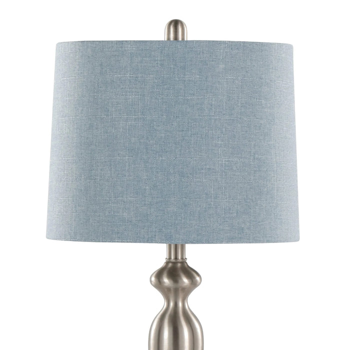 Ashland 27' Contemporary Metal Table Lamp in Brushed Nickel with Light Blue Linen Shade from Grandview Gallery by LumiSource - Set of 2 Default -DTYStore
