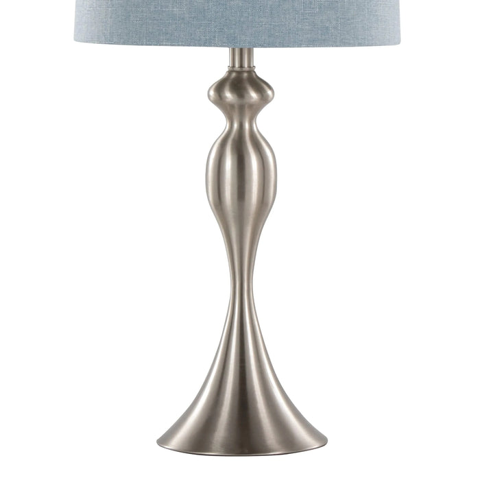 Ashland 27' Contemporary Metal Table Lamp in Brushed Nickel with Light Blue Linen Shade from Grandview Gallery by LumiSource - Set of 2 Default -DTYStore