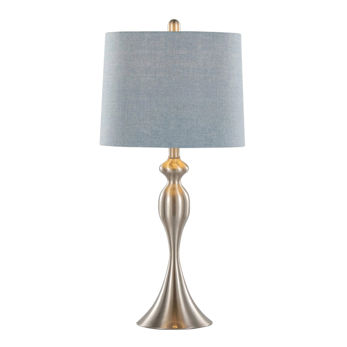 Ashland 27' Contemporary Metal Table Lamp in Brushed Nickel with Light Blue Linen Shade from Grandview Gallery by LumiSource - Set of 2 Default -DTYStore