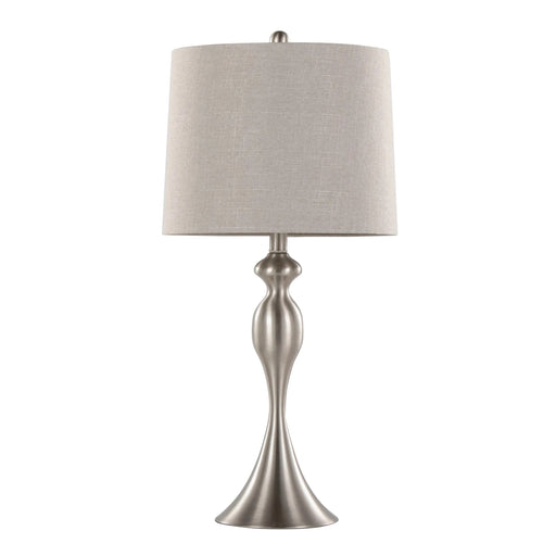 Ashland 27' Contemporary Metal Table Lamp in Brushed Nickel with Light Grey Textured Linen Shade from Grandview Gallery by LumiSource - Set of 2 Default -DTYStore