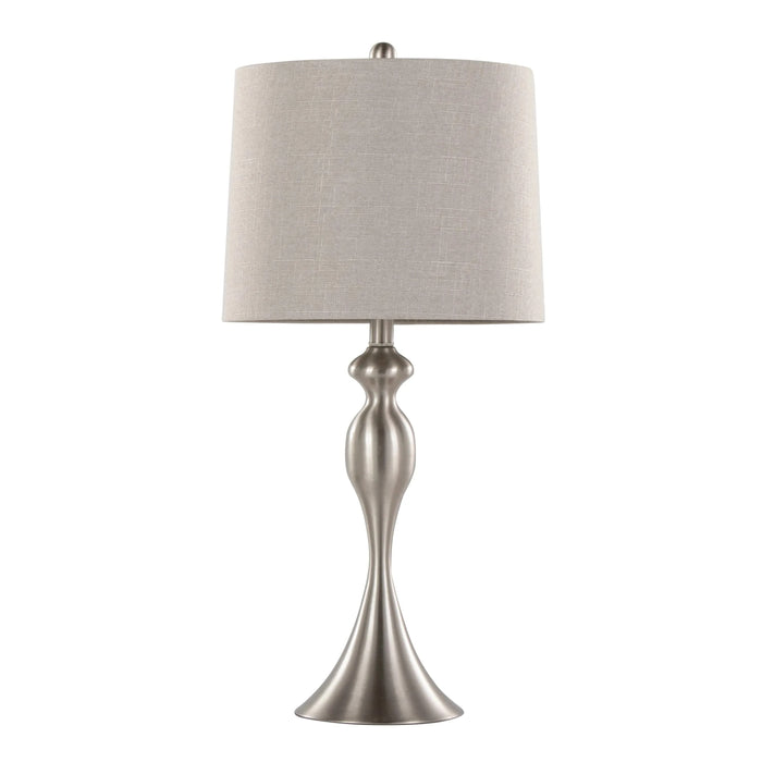 Ashland 27' Contemporary Metal Table Lamp in Brushed Nickel with Light Grey Textured Linen Shade from Grandview Gallery by LumiSource - Set of 2 Default -DTYStore