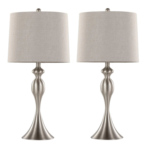 Ashland 27' Contemporary Metal Table Lamp in Brushed Nickel with Light Grey Textured Linen Shade from Grandview Gallery by LumiSource - Set of 2 Default -DTYStore