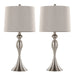 Ashland 27' Contemporary Metal Table Lamp in Brushed Nickel with Light Grey Textured Linen Shade from Grandview Gallery by LumiSource - Set of 2 Default -DTYStore
