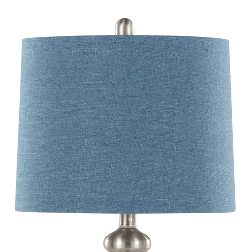 Ashland 27' Contemporary Metal Table Lamp in Brushed Nickel with Moroccan Blue Textured Slub Linen Shade from Grandview Gallery by LumiSource - Set of 2 Default -DTYStore