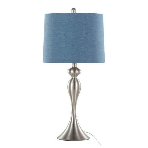 Ashland 27' Contemporary Metal Table Lamp in Brushed Nickel with Moroccan Blue Textured Slub Linen Shade from Grandview Gallery by LumiSource - Set of 2 Default -DTYStore