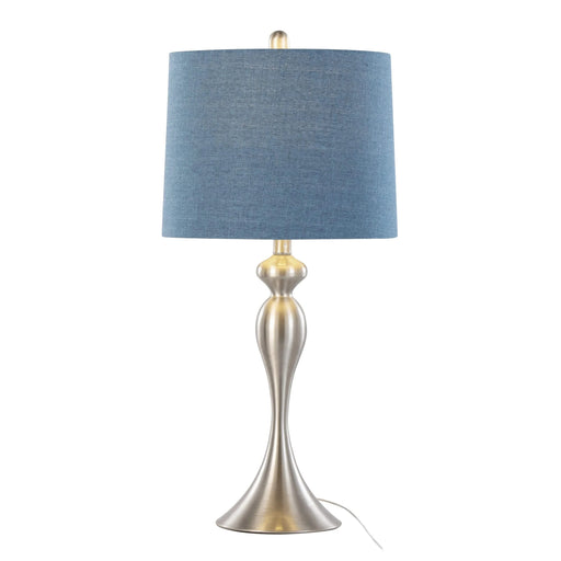 Ashland 27' Contemporary Metal Table Lamp in Brushed Nickel with Moroccan Blue Textured Slub Linen Shade from Grandview Gallery by LumiSource - Set of 2 Default -DTYStore