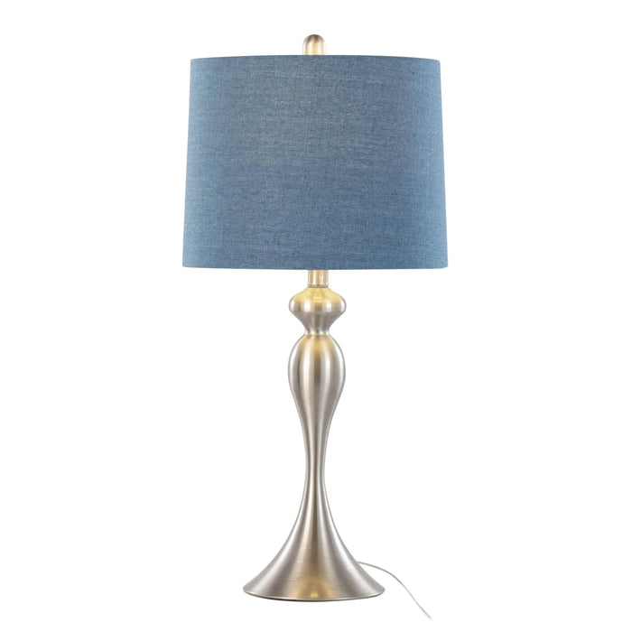 Ashland 27' Contemporary Metal Table Lamp in Brushed Nickel with Moroccan Blue Textured Slub Linen Shade from Grandview Gallery by LumiSource - Set of 2 Default -DTYStore