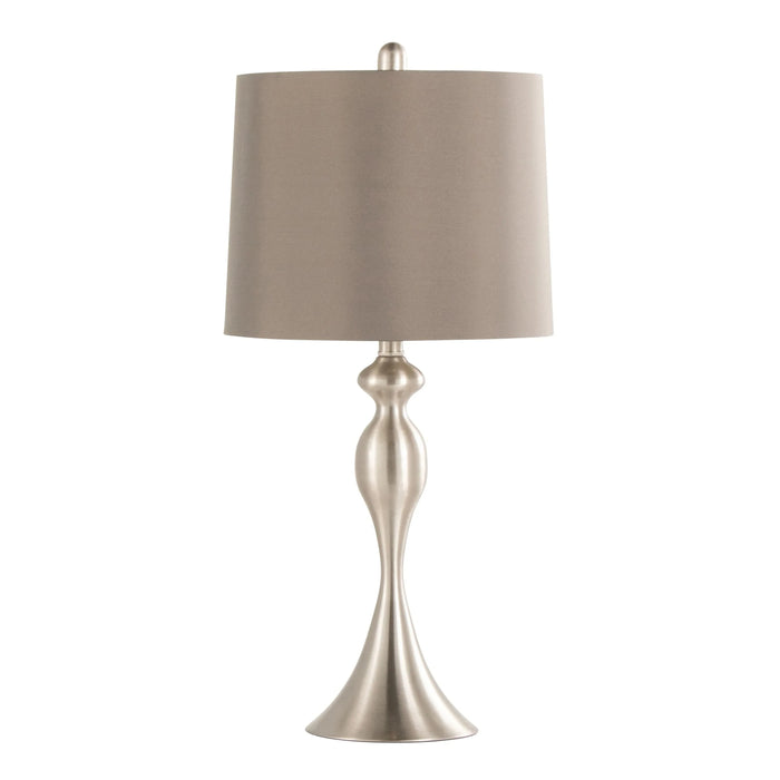 Ashland 27' Contemporary Metal Table Lamp in Brushed Nickel with Taupe Satin Shade from Grandview Gallery by LumiSource - Set of 2 Default -DTYStore