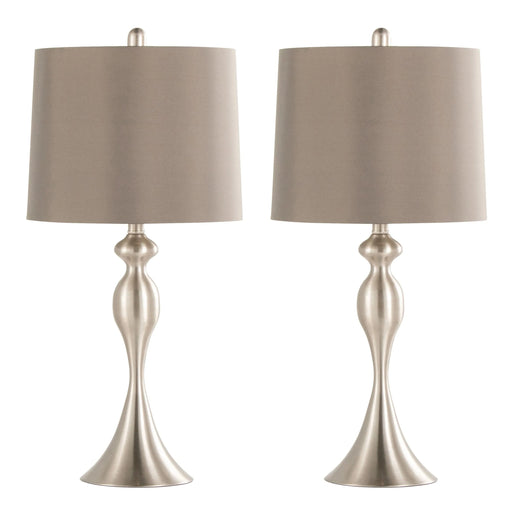 Ashland 27' Contemporary Metal Table Lamp in Brushed Nickel with Taupe Satin Shade from Grandview Gallery by LumiSource - Set of 2 Default -DTYStore
