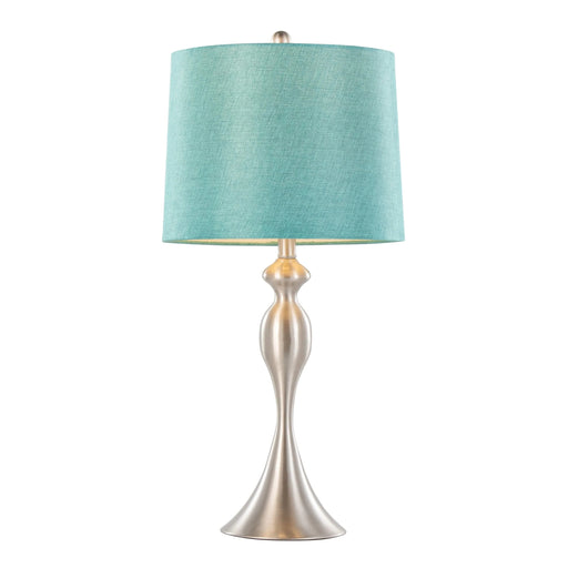 Ashland 27' Contemporary Metal Table Lamp in Brushed Nickel with Turquoise Textured Linen Shade from Grandview Gallery by LumiSource - Set of 2 Default -DTYStore