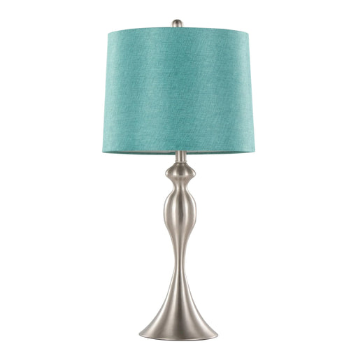 Ashland 27' Contemporary Metal Table Lamp in Brushed Nickel with Turquoise Textured Linen Shade from Grandview Gallery by LumiSource - Set of 2 Default -DTYStore