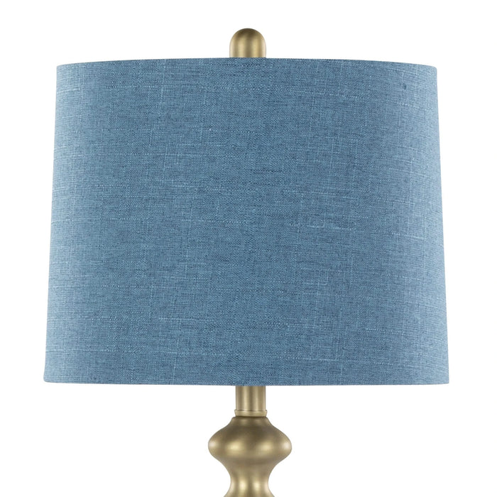Ashland 27' Contemporary Metal Table Lamp in Gold Metal with Moroccan Blue Textured Slub Linen Shade from Grandview Gallery by LumiSource - Set of 2 Default -DTYStore