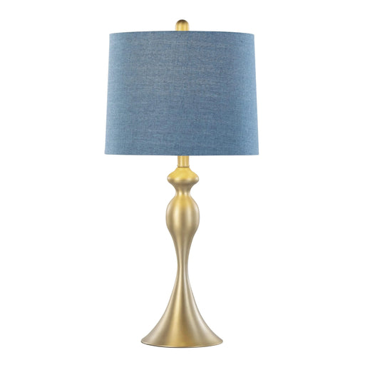 Ashland 27' Contemporary Metal Table Lamp in Gold Metal with Moroccan Blue Textured Slub Linen Shade from Grandview Gallery by LumiSource - Set of 2 Default -DTYStore