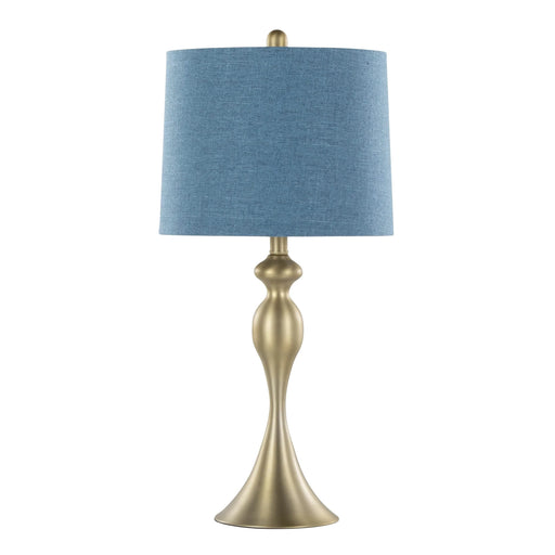 Ashland 27' Contemporary Metal Table Lamp in Gold Metal with Moroccan Blue Textured Slub Linen Shade from Grandview Gallery by LumiSource - Set of 2 Default -DTYStore